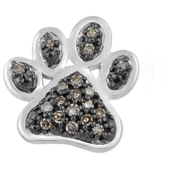 14k Chocolate Diamonds Paw Print Earrings - Picture 3 of 5